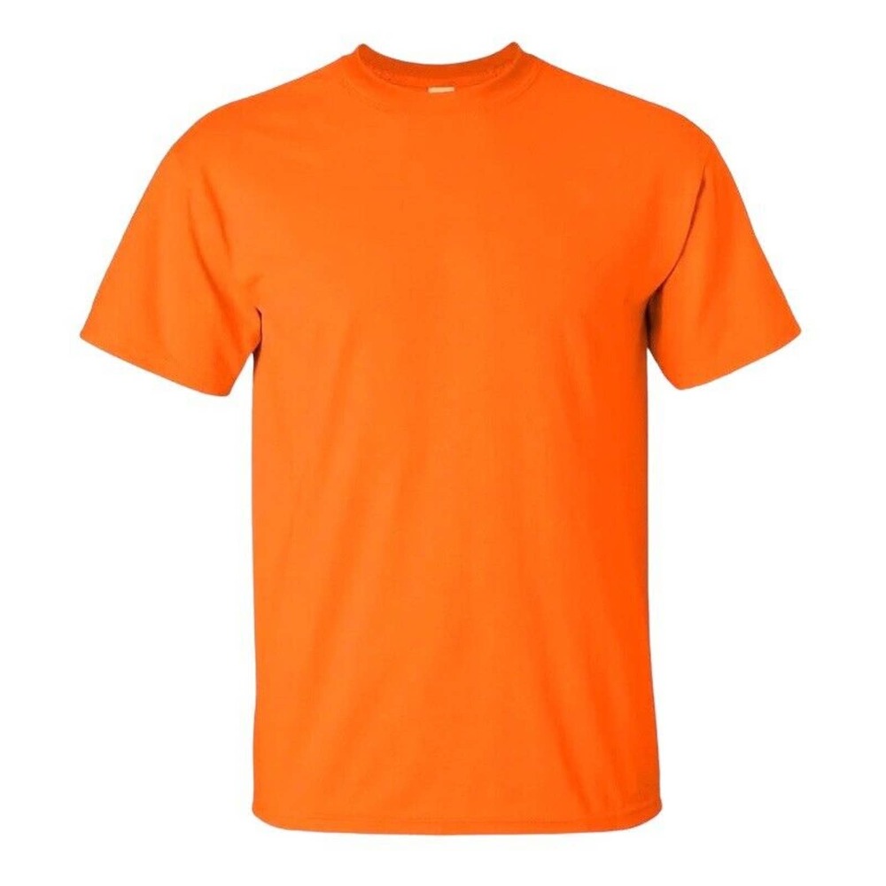 Gildan Men's XL Ultra Cotton T-Shirt Short Sleeve Tee Preshrunk‎ Safety Orange